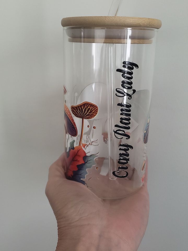 Mushroom Magic Glass Jar with Bamboo Lid and Glass Straw product image (1)