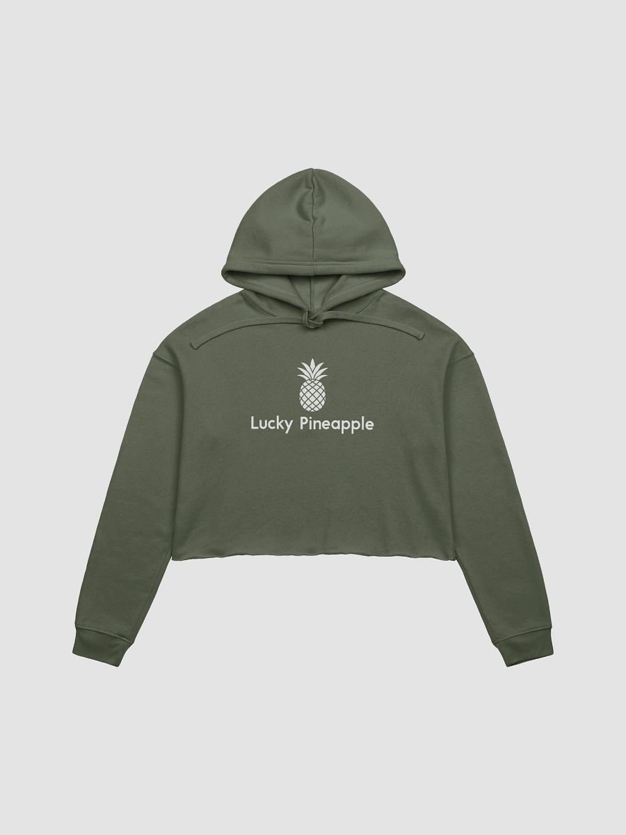 Lucky Pineapple Films Logo Khaki Green Women's Fleece Cropped Hoodie product image (1)