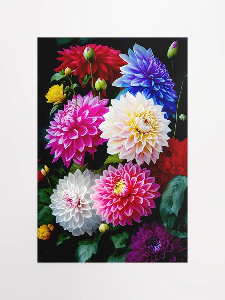 Vibrant Dahlia Splendor - Lush Botanical Art Print Matte Poster product image (2)