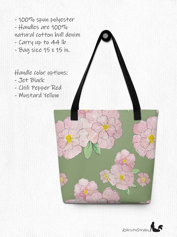 Gingham Blossoms - Lg Pink Flowers on Green product image (2)