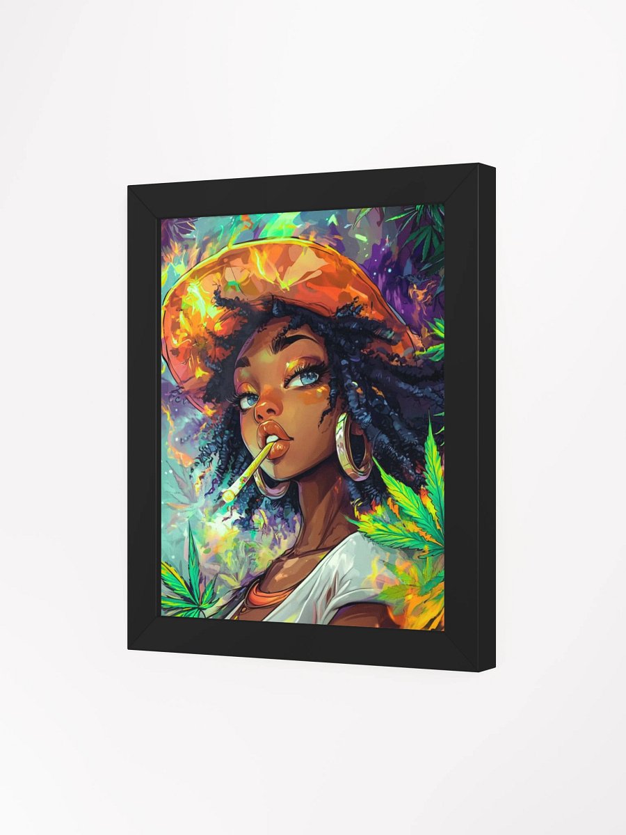 Afro Blunt Babe” Framed Poster – Bold Cannabis Art for Homes, Mancaves, Dispensaries & Chill Lounges product image (16)