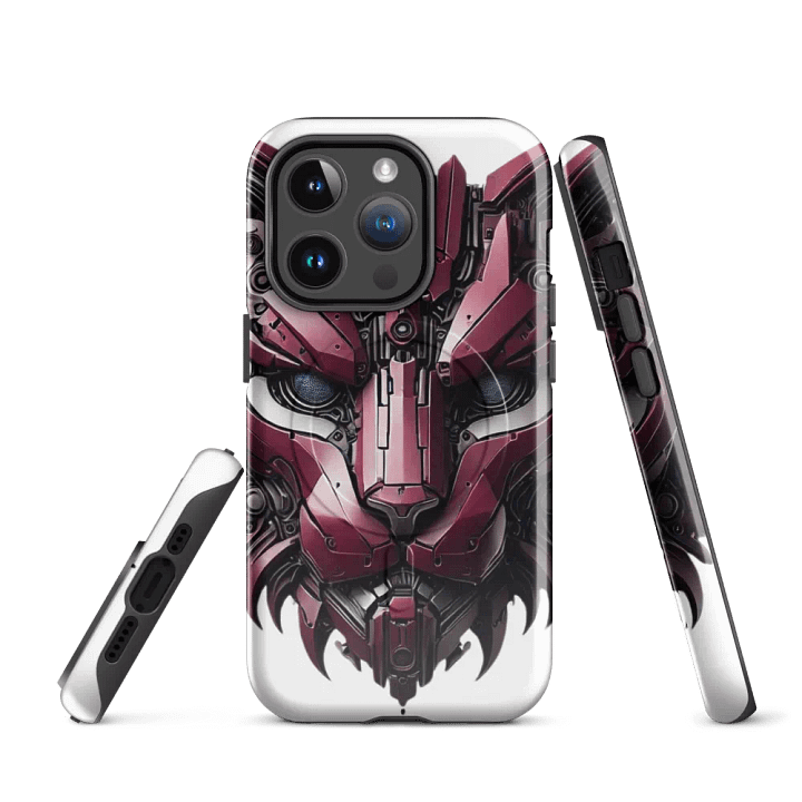 MagSafe® Tough Case for iPhone® | AI-Designed Maroon Iron Cat product image (3)
