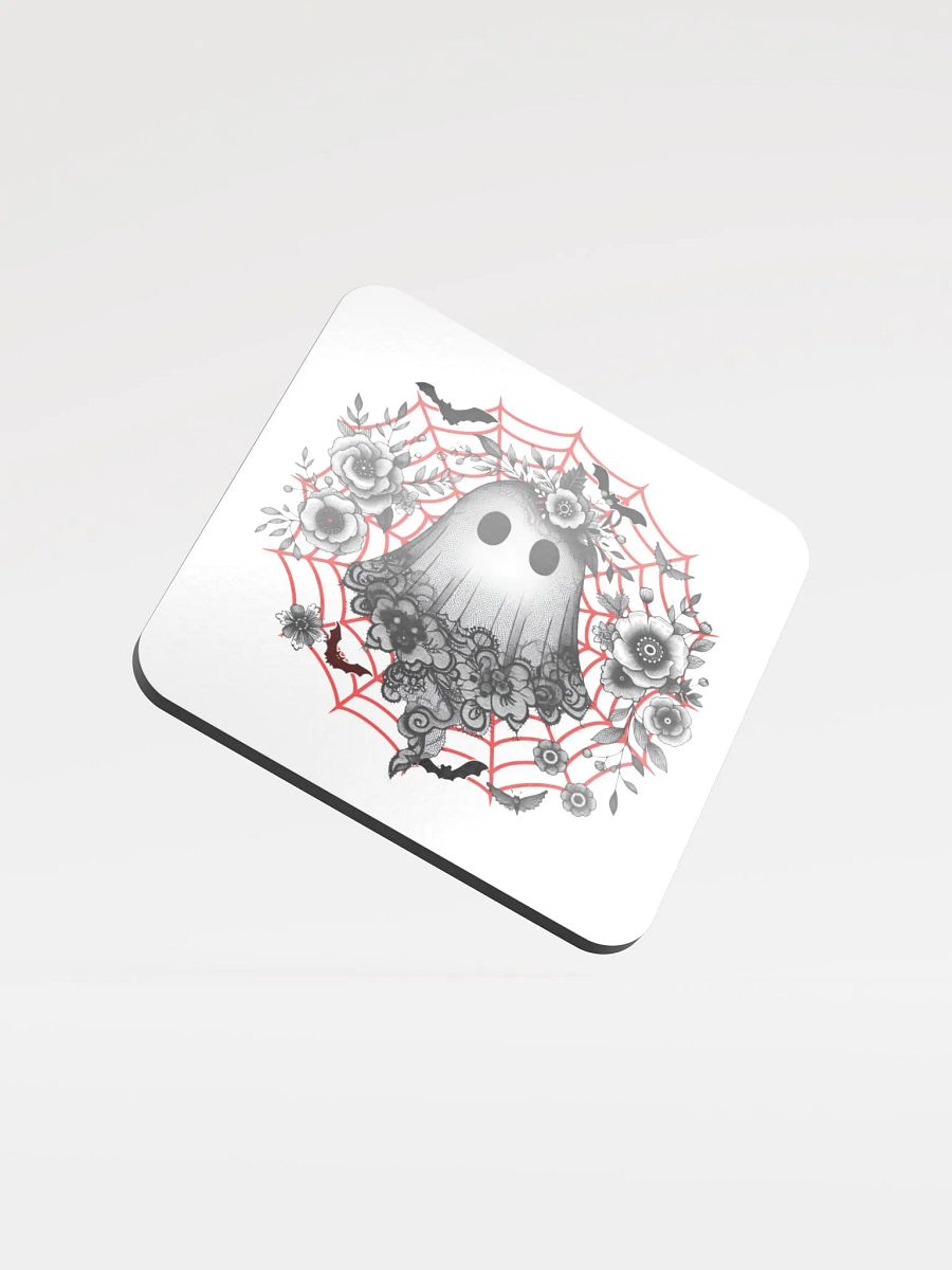 Lacey Ghost Gothic Floral Cork Coaster product image (1)