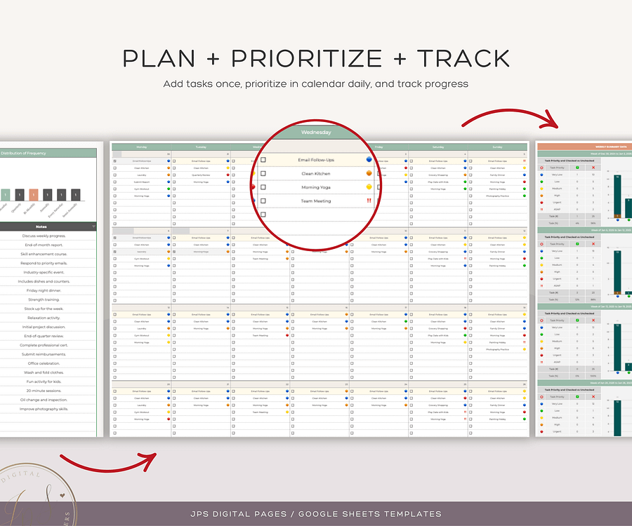 Recurring Task Manager, Google Sheets Template, Dynamic Monthly Calendar product image (8)