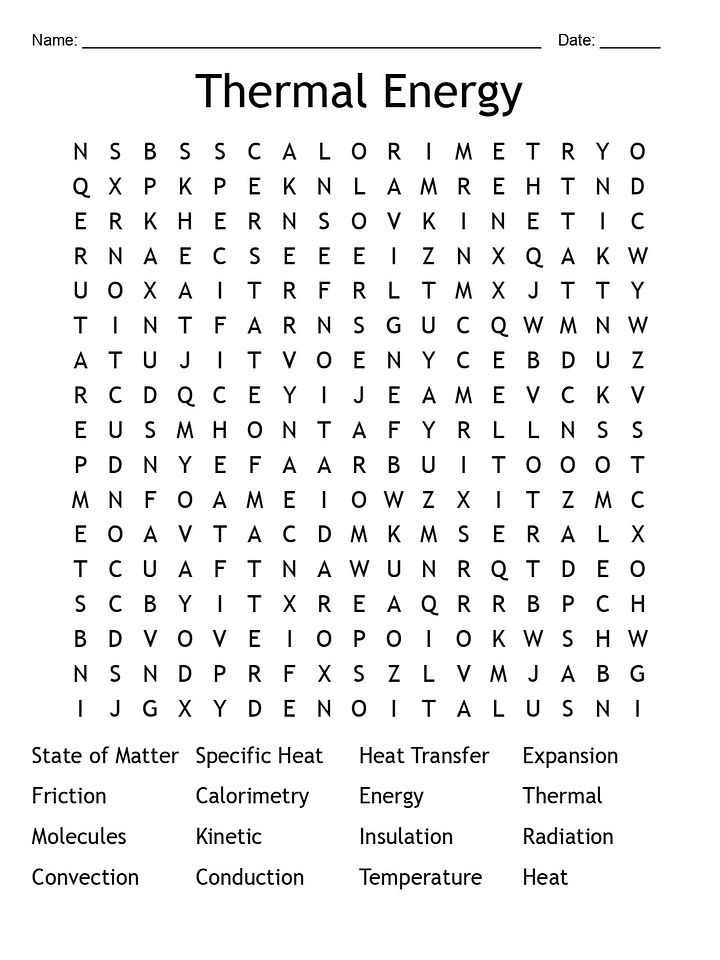 Printable Thermal Energy Word Search – 16 Key Terms! product image (1)