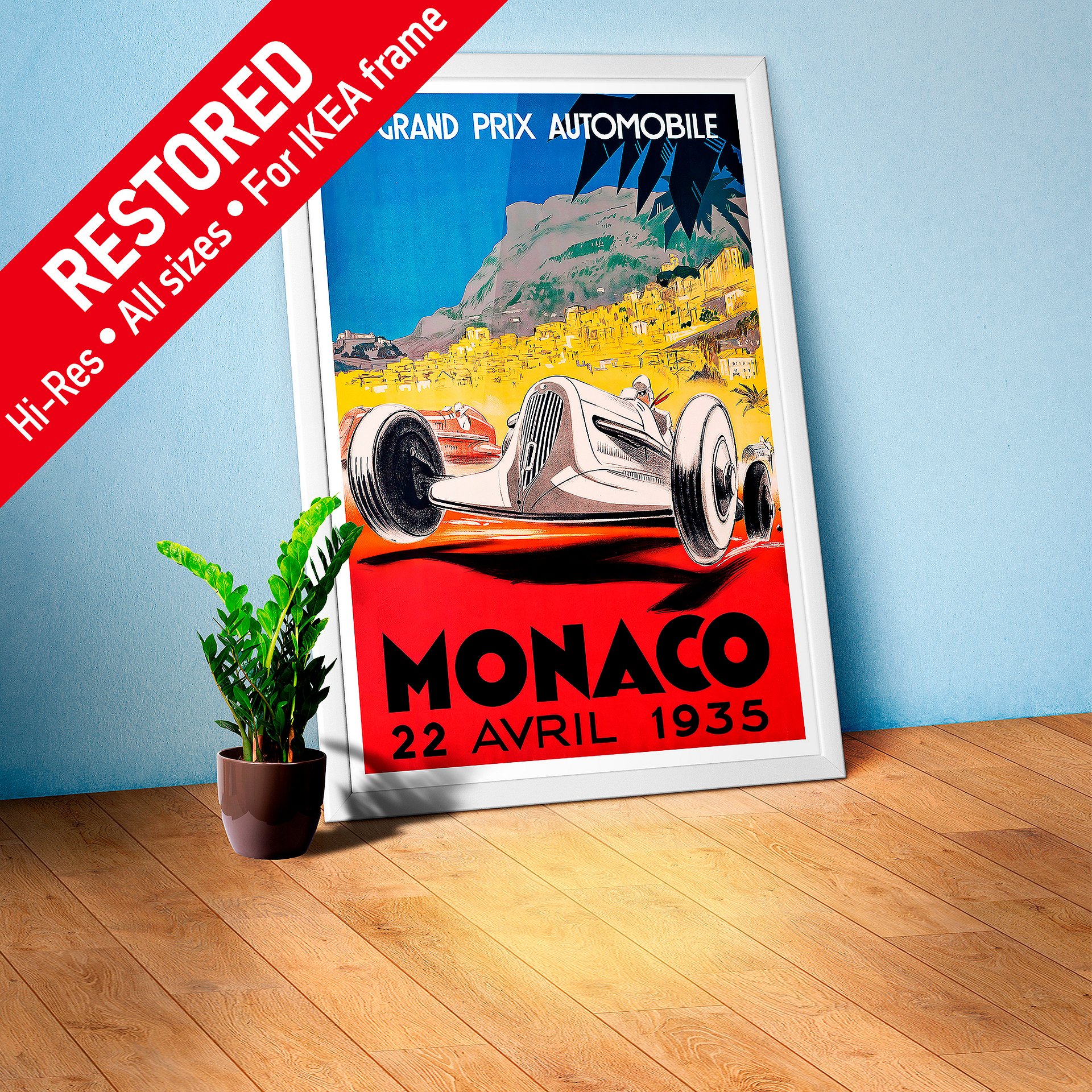 Monaco Vintage F1 Grand Prix, 1935 poster — Vintage Formula 1 poster, Monaco Grand Prix poster, retro travel poster product image (1)