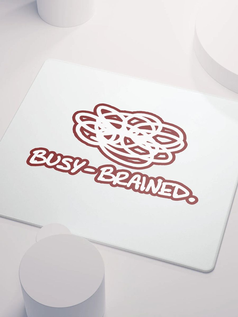BUSY-BRAINED (lined design, #6D1616) mouse pad product image (3)