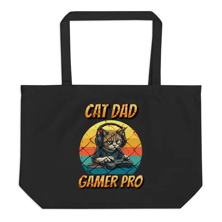 Cat Dad Gamer Pro Organic Tote product image (1)