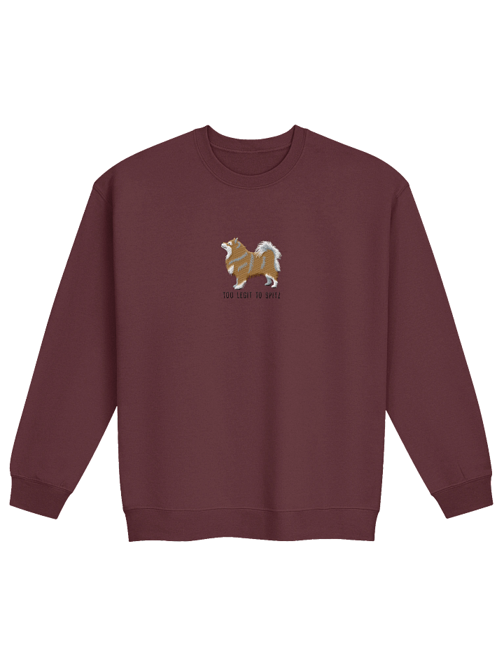 Too Legit to Spitz Sweatshirt (Embroidered) of a Finnish Lapphund(Brown & White) product image (1)