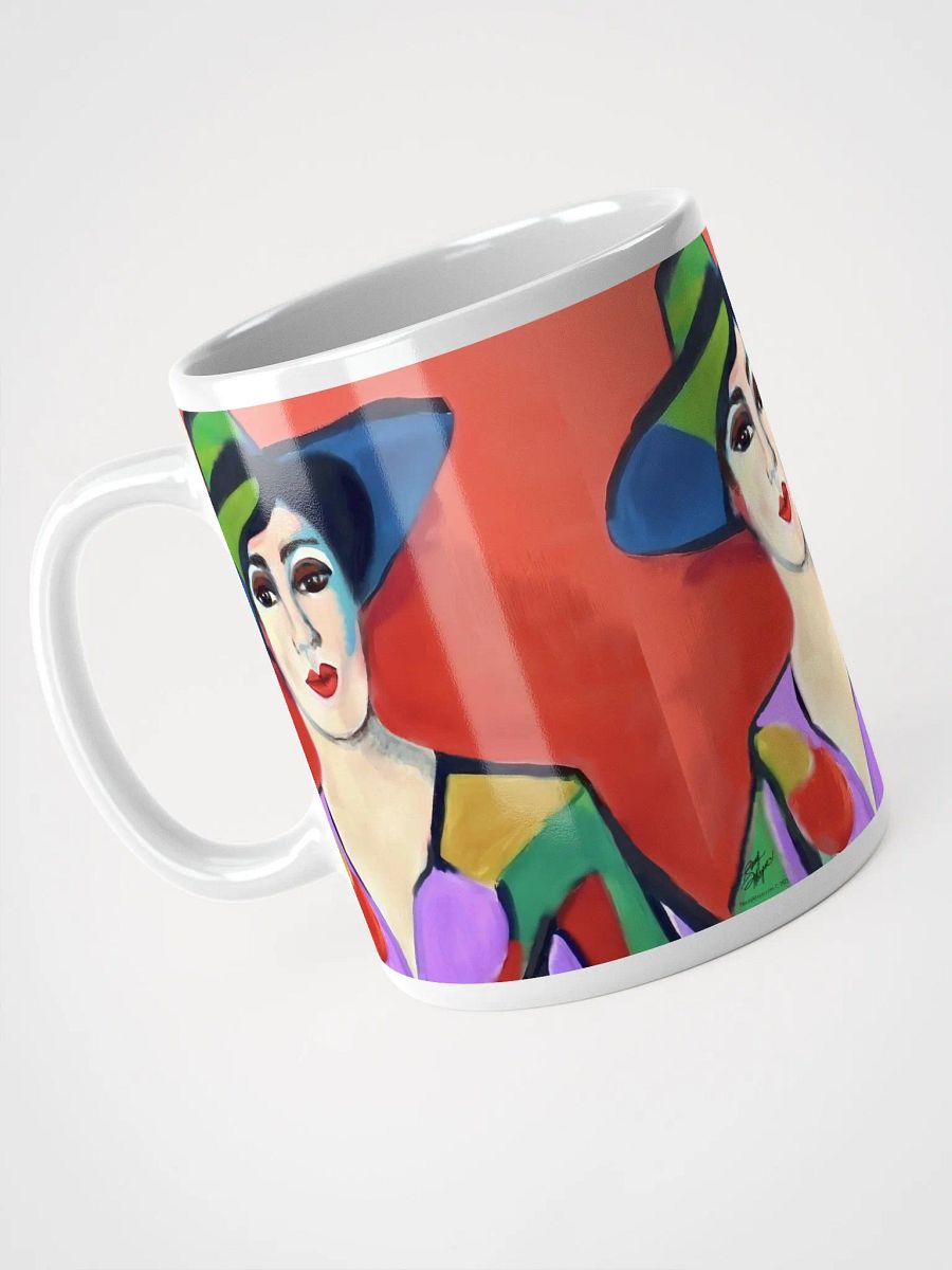 Donna with Hat White Glossy Mug product image (3)