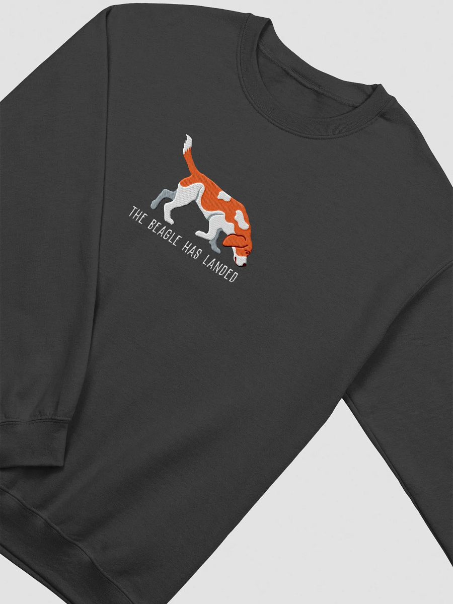 The Beagle Has Landed Sweatshirt (Embroidered) of a Beagle(Red & White) product image (13)