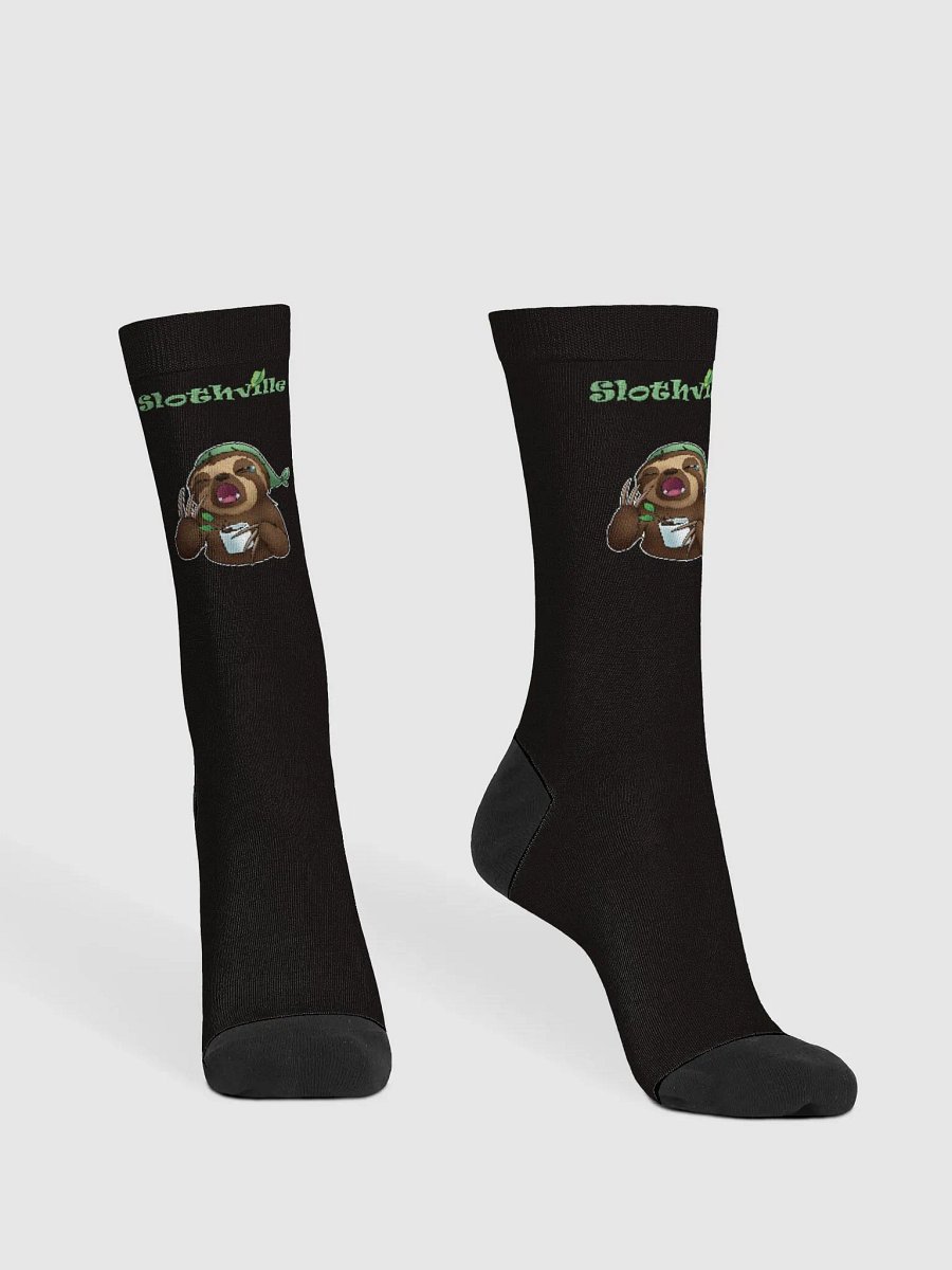 Sleepy Sloth Black Crew Socks product image (2)