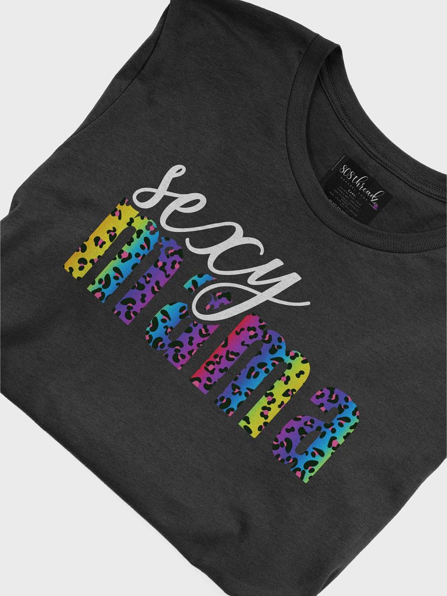 Sexy Mama T-Shirt; White with Bright Rainbow Leopard Pattern product image (1)