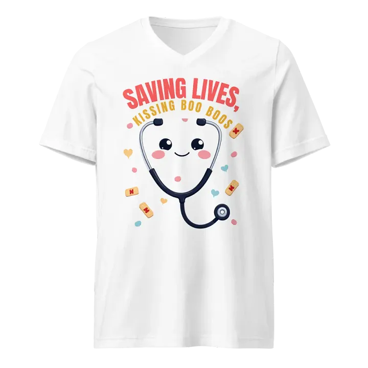 Smiling Stethoscope Saving Lives v-neck Tee product image (5)
