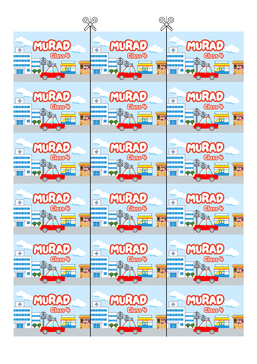 🚗 Blue & Red Cute Illustrative Transportation City School Student Name Labels – Adventure Awaits! 🚌 product image (1)