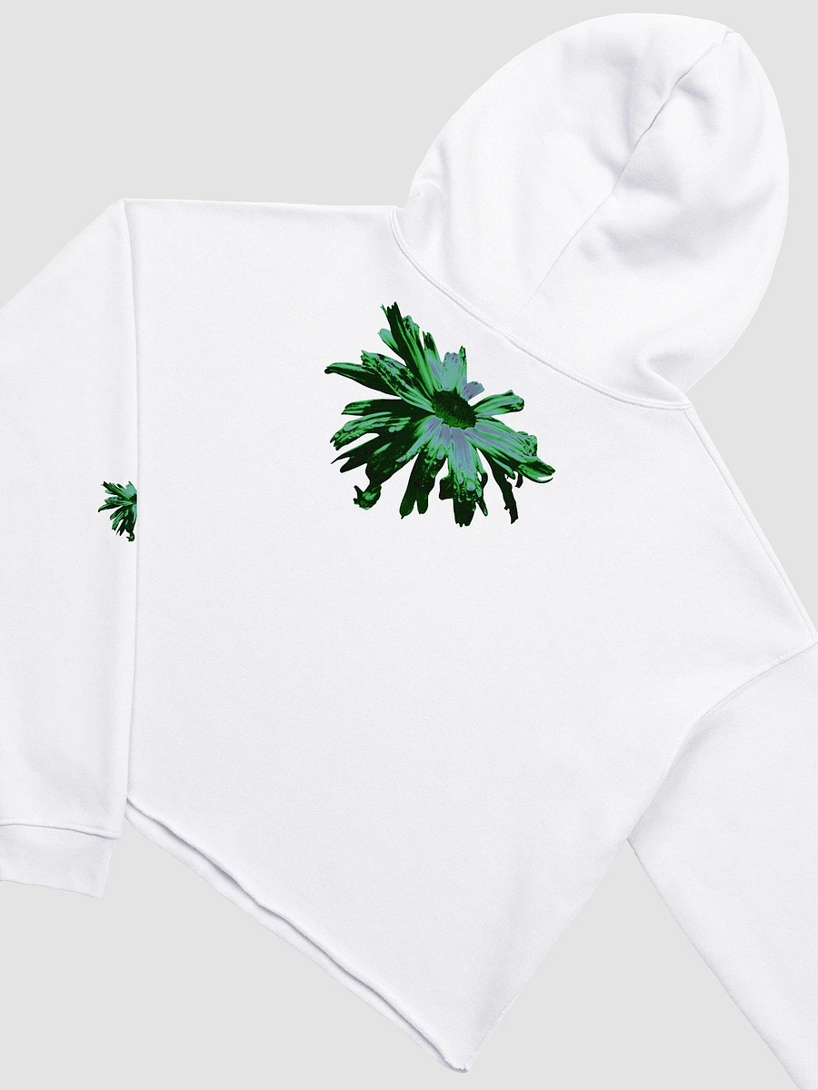 Abstract Green Floating Daisy Women's Cropped Fleece Pull Over Hoodie product image (9)