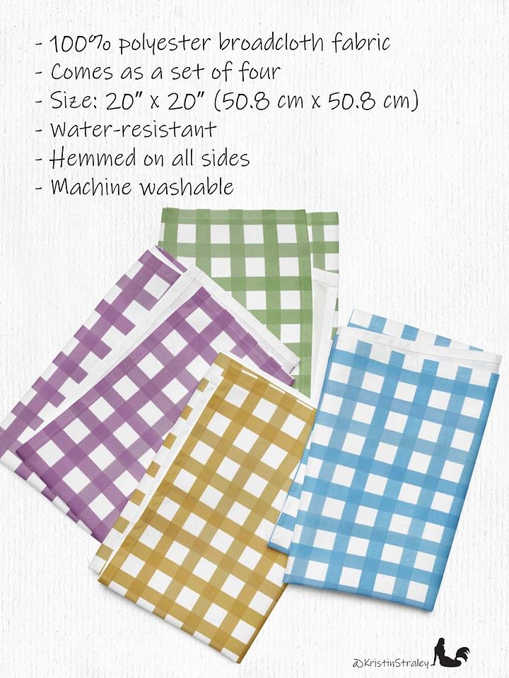 Gingham Colors Set Cloth Napkins Set of 4 product image (2)