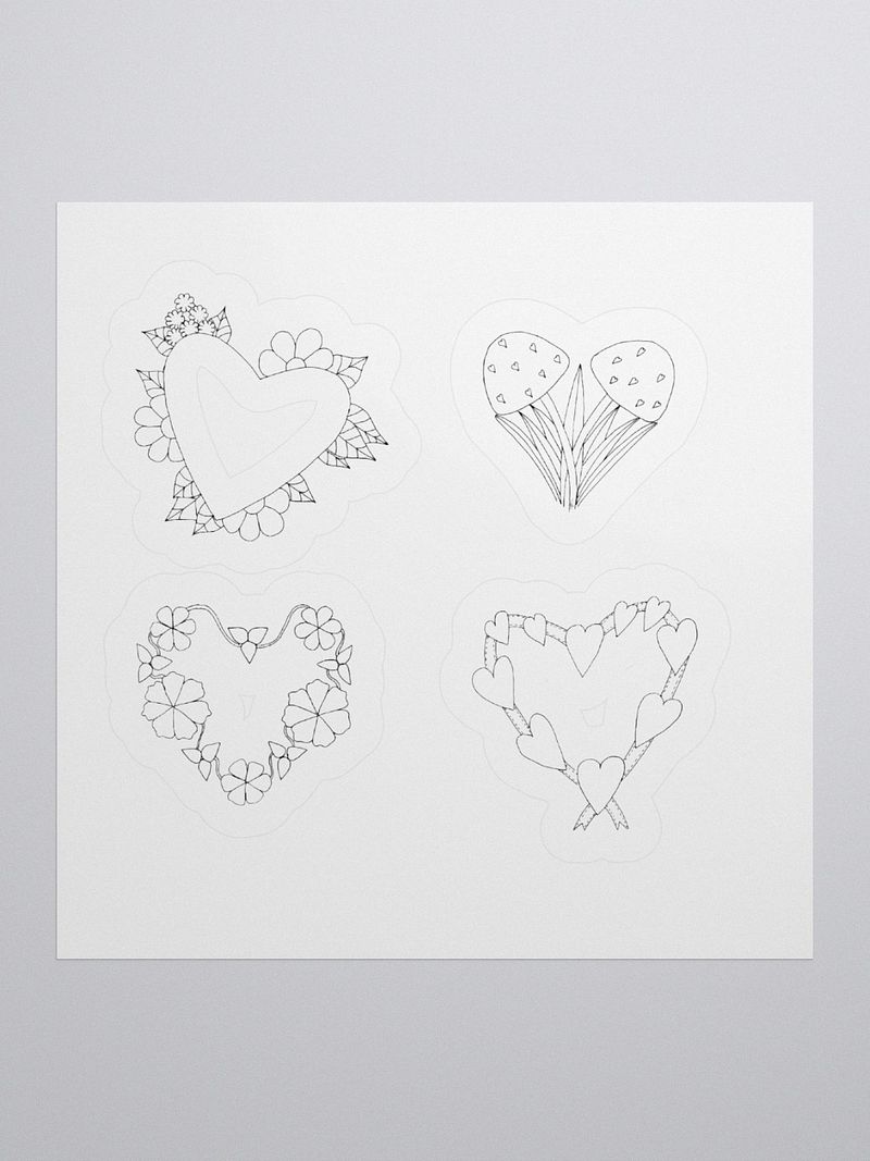 Four lovely hart Kiss Cut Stickers (on white background)