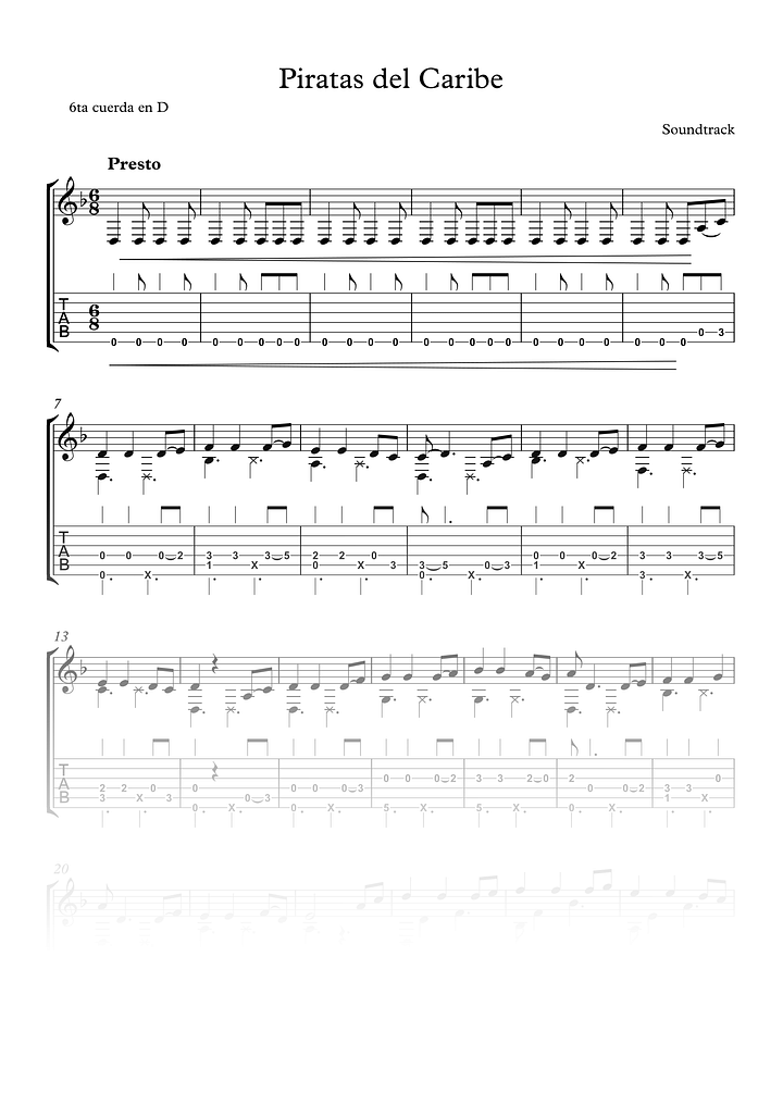 Piratas del Caribe - Partitura + Tabs product image (1)