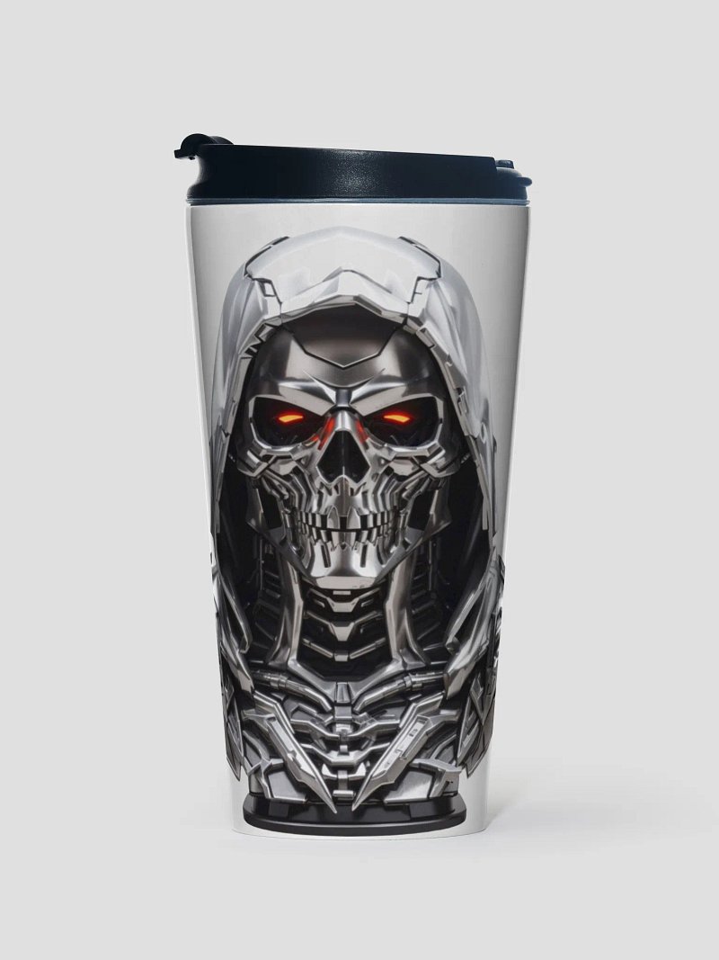 Futuristic Metallic Bust Stainless Steel Travel Mug