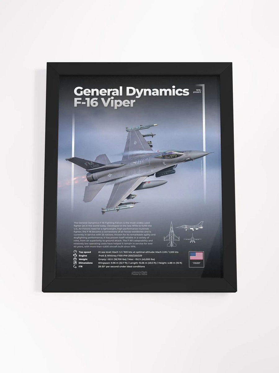 General Dynamics (Lockheed Martin) F-16 Viper / Fighting Falcon Aviation Spec Poster product image (4)