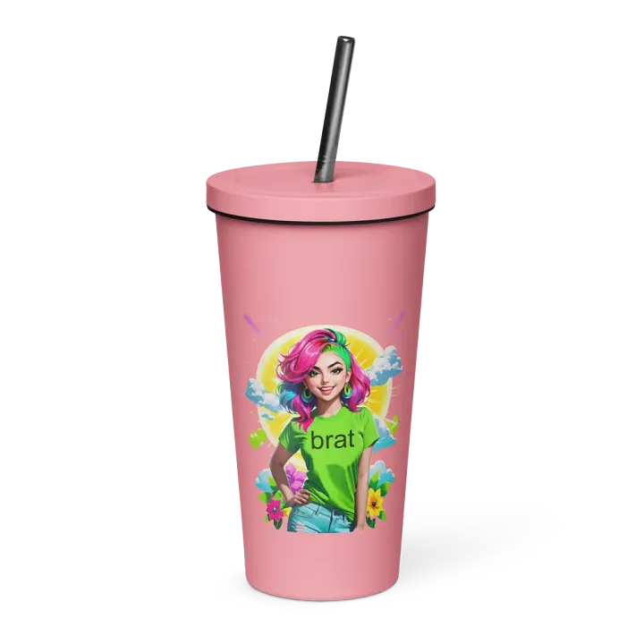 Brat 20 oz Tumbler Cup - Pink - Insulated Tumbler with a Straw v5 product image (1)