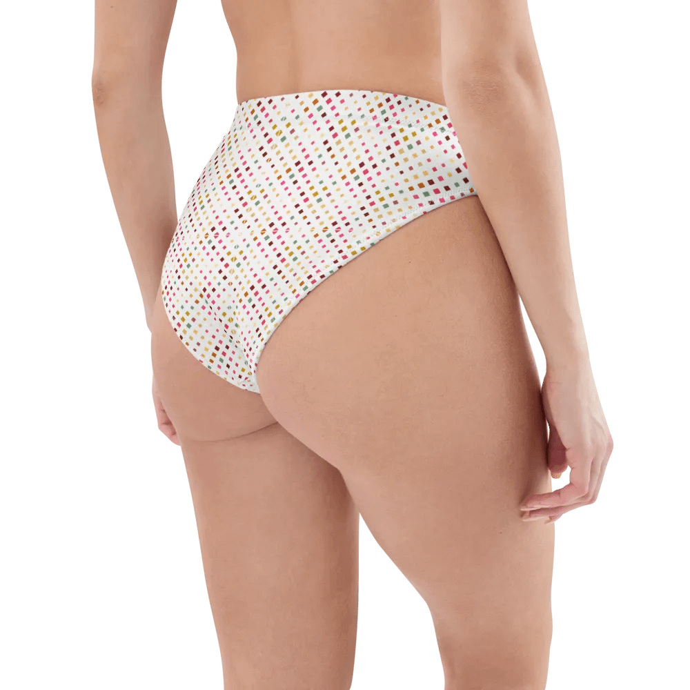 Colorful Square Pattern Design High Waist Bikini Bottom - V4 product image (3)