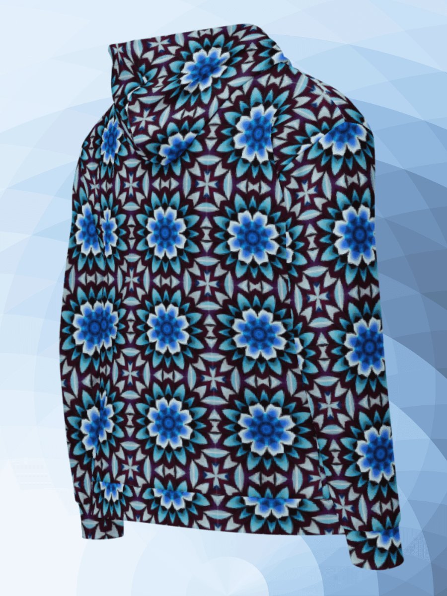 Symmetric Blue Floral Unisex Hoodie product image (2)