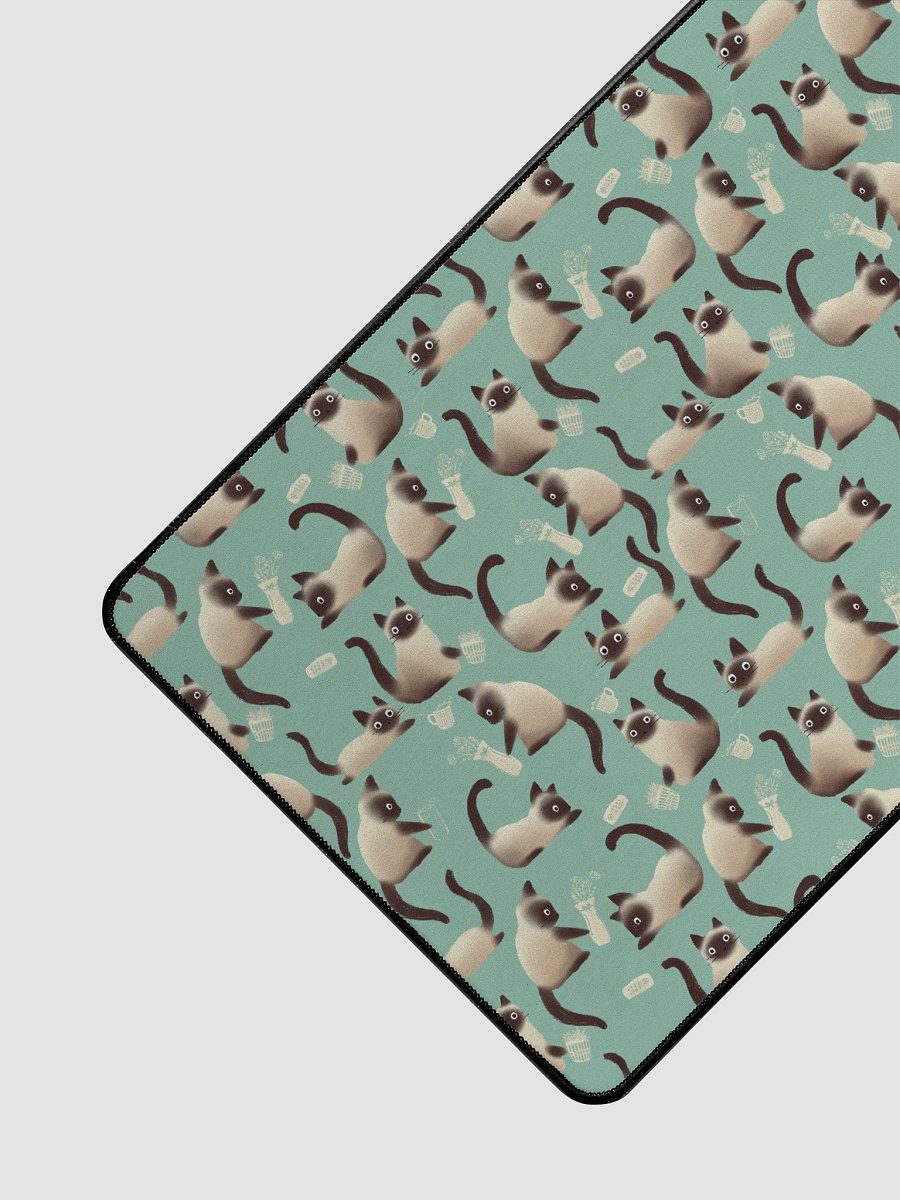 Bad Siamese Cats Knocking Stuff Over Patterned Desk Mat, Mint product image (3)