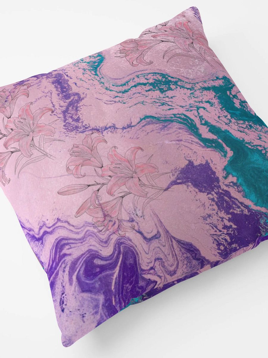 Stained Glass Throw Pillow with Lily Accents - Decorative Floral Patterned Cushion for Living Room & Bedroom product image (10)