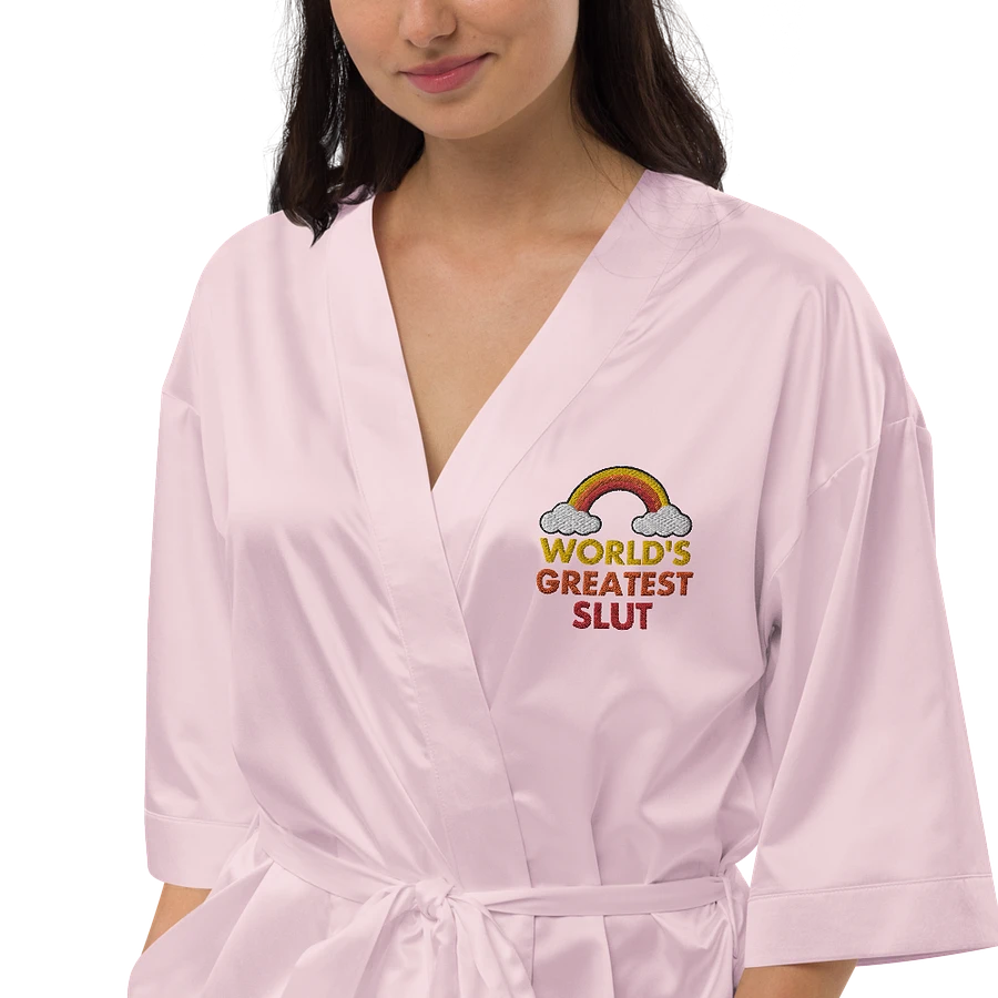 World's Greatest Slut embroidered satin robe product image (20)