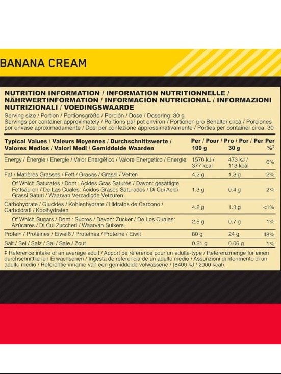 Optimum Nutrition Gold Standard 100% Whey Protein Powder with Amino Acids Banana 900 g 30 Servings + Shaker product image (2)