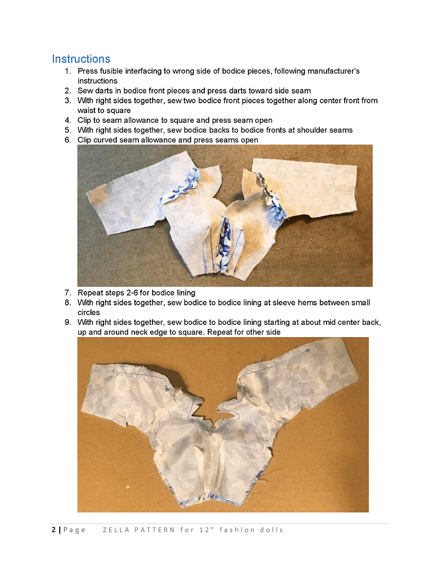 Zella sewing pattern for 12