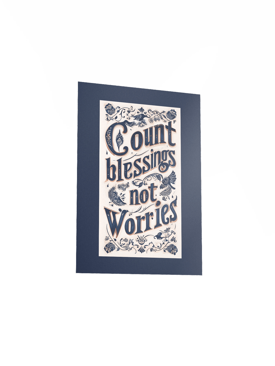 Count Blessings, Not Worries – Decorative Typography Dark Background Poster product image (3)