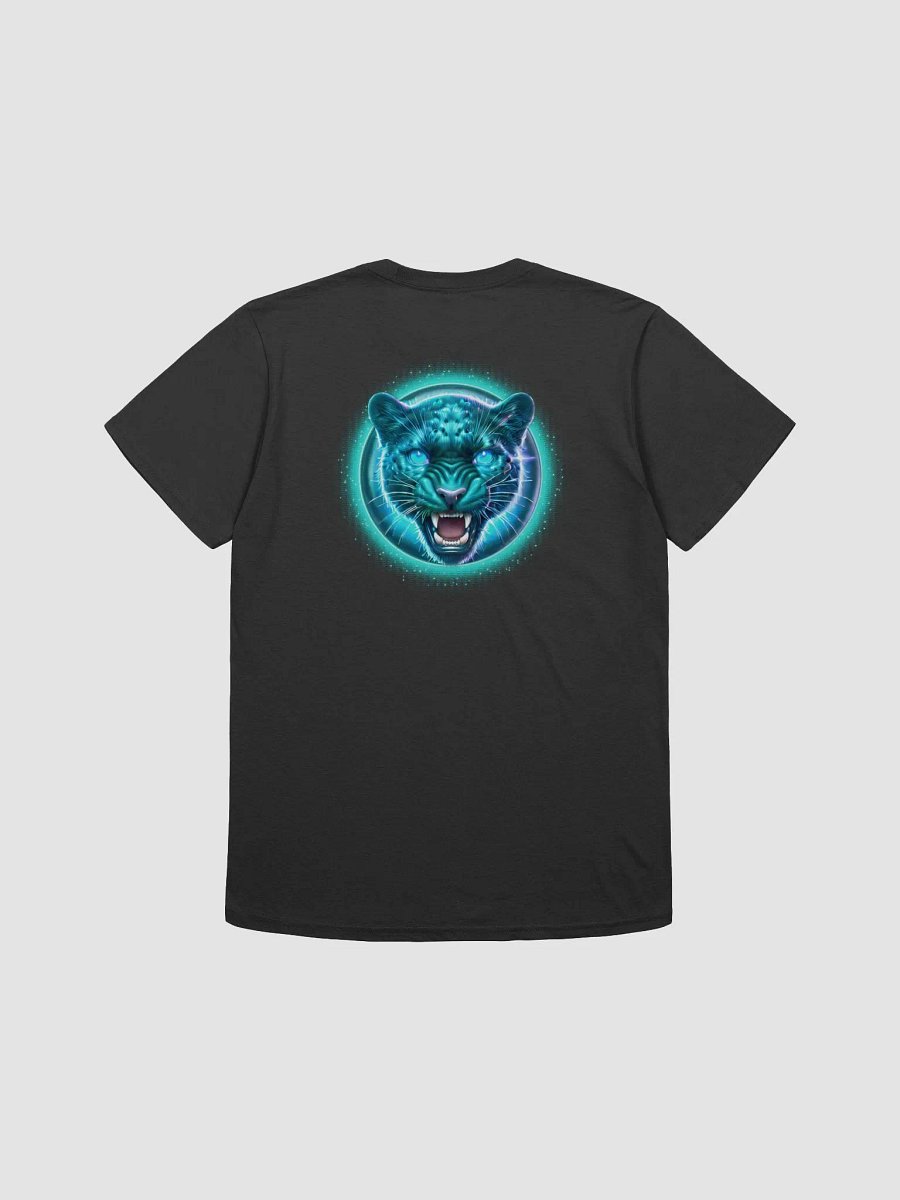 Turquoise Diamond Black Jaguar Badge Design (Unisex Black T-Shirt) product image (2)