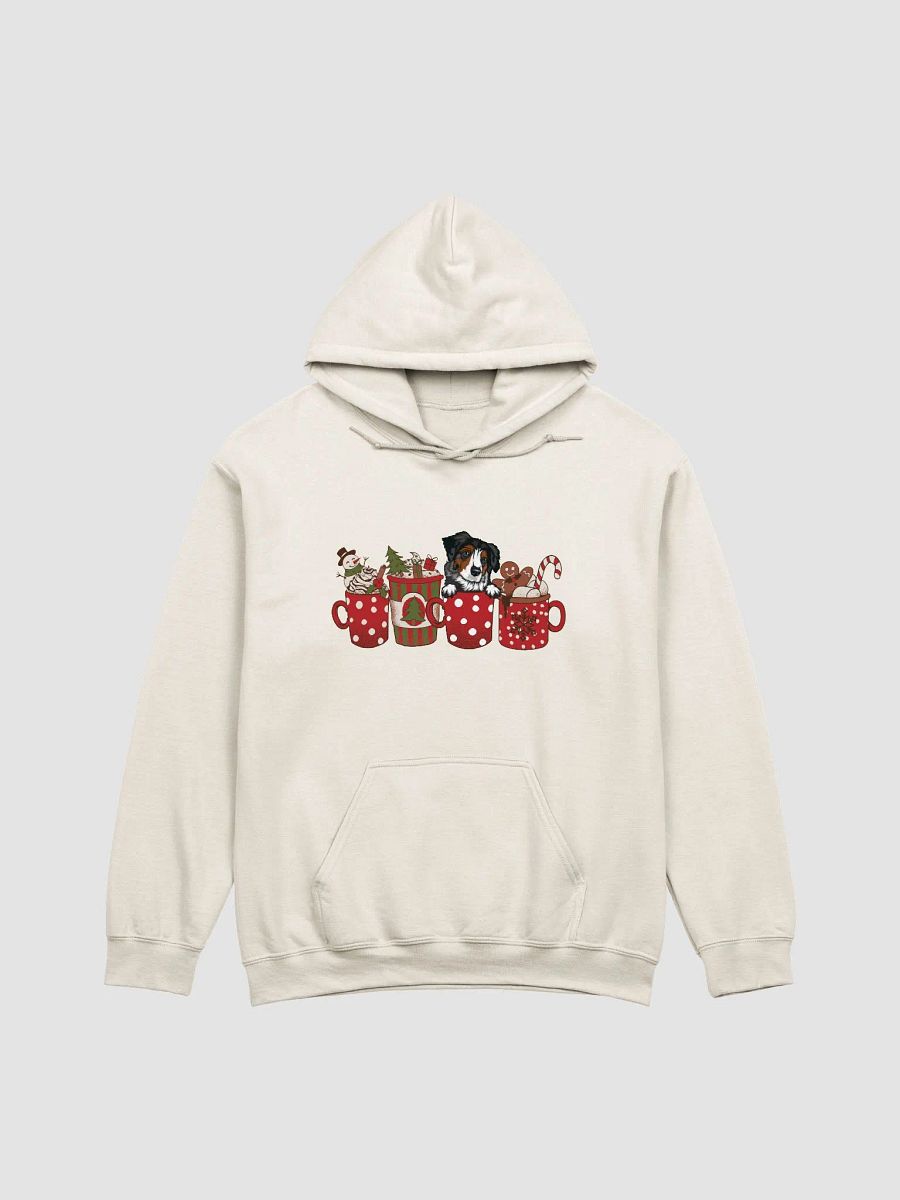 Cute Australian Shepherd(Tricolor) in a Christmas Cup Hooded Sweatshirt | Funny Christmas Aussie Pup in a Cup product image (19)