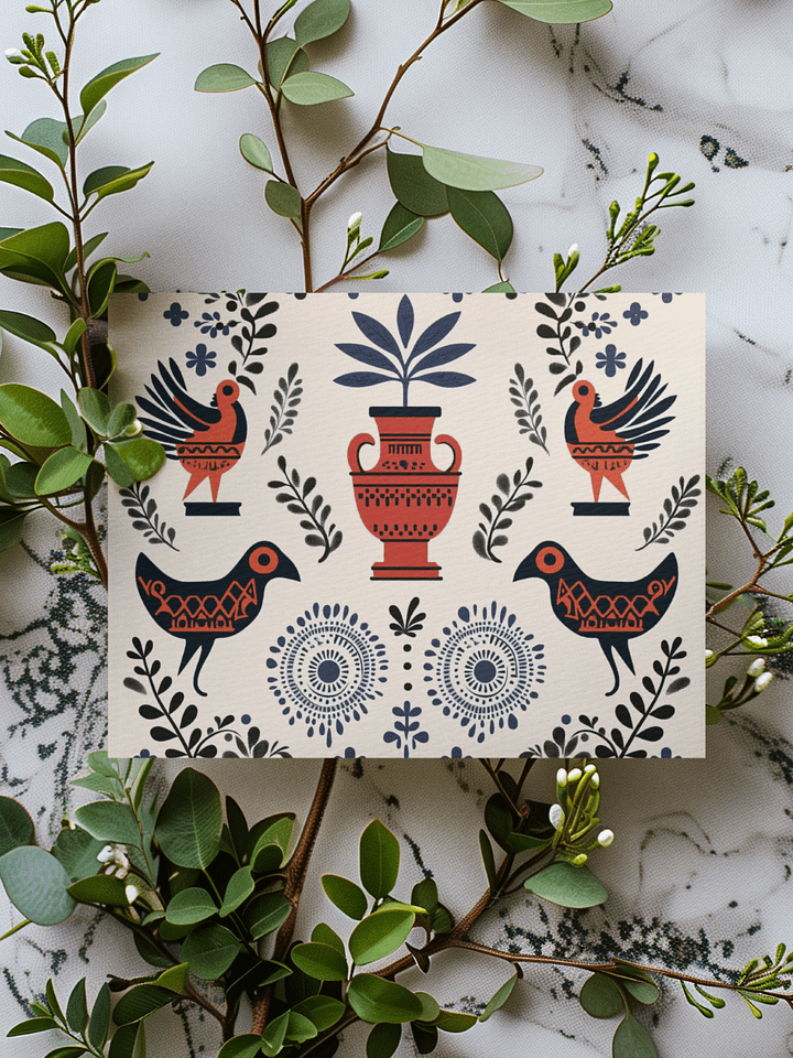 Hellenic Folk Elegance: Greek Heritage Greeting Card product image (1)