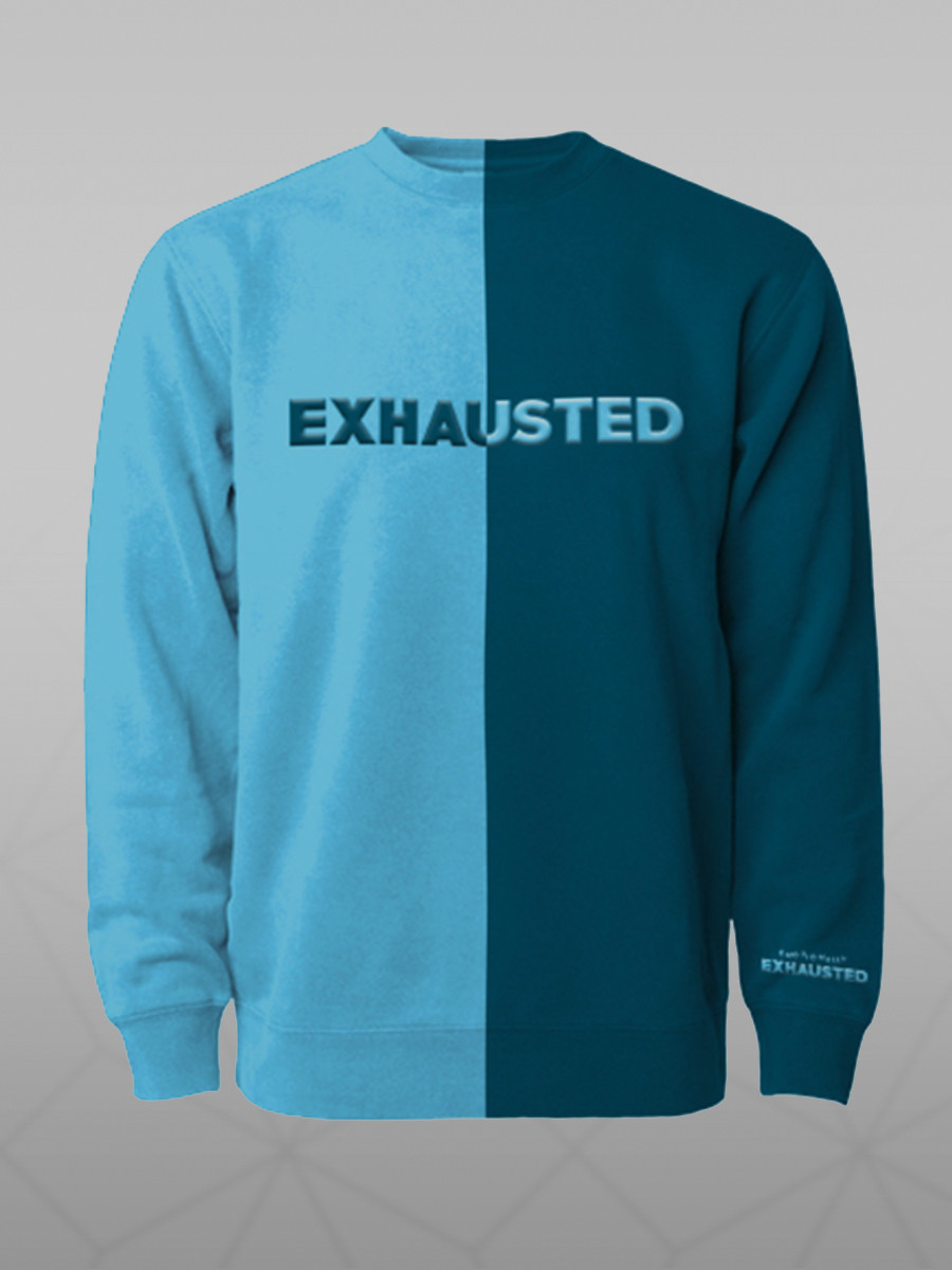 Exhausted Blue Split Crewneck Sweatshirt | Beautiful Bastard