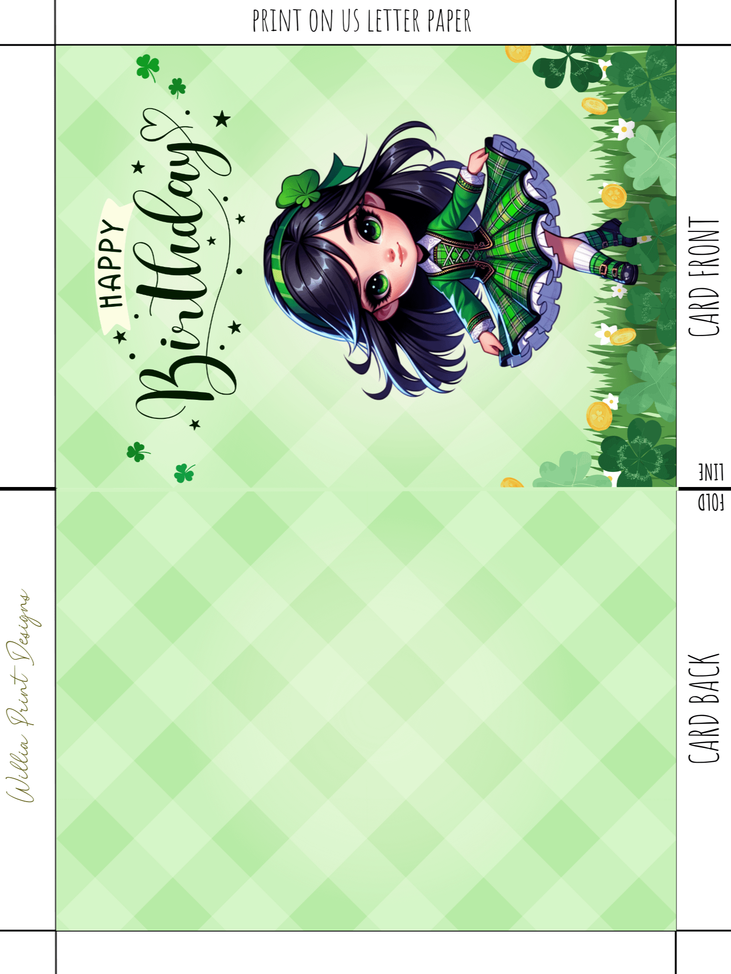 Happy Birthday Card Irish lass (digital download) product image (3)