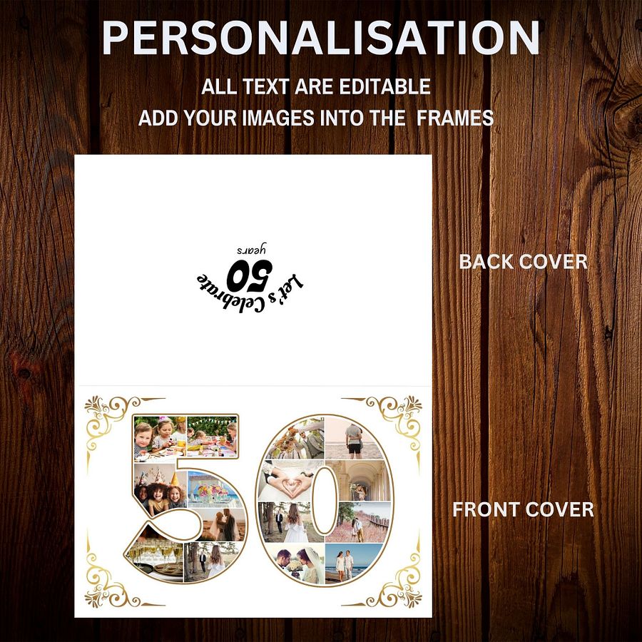 Fifty Year Celebration Card Photo Collage Canva Template product image (7)