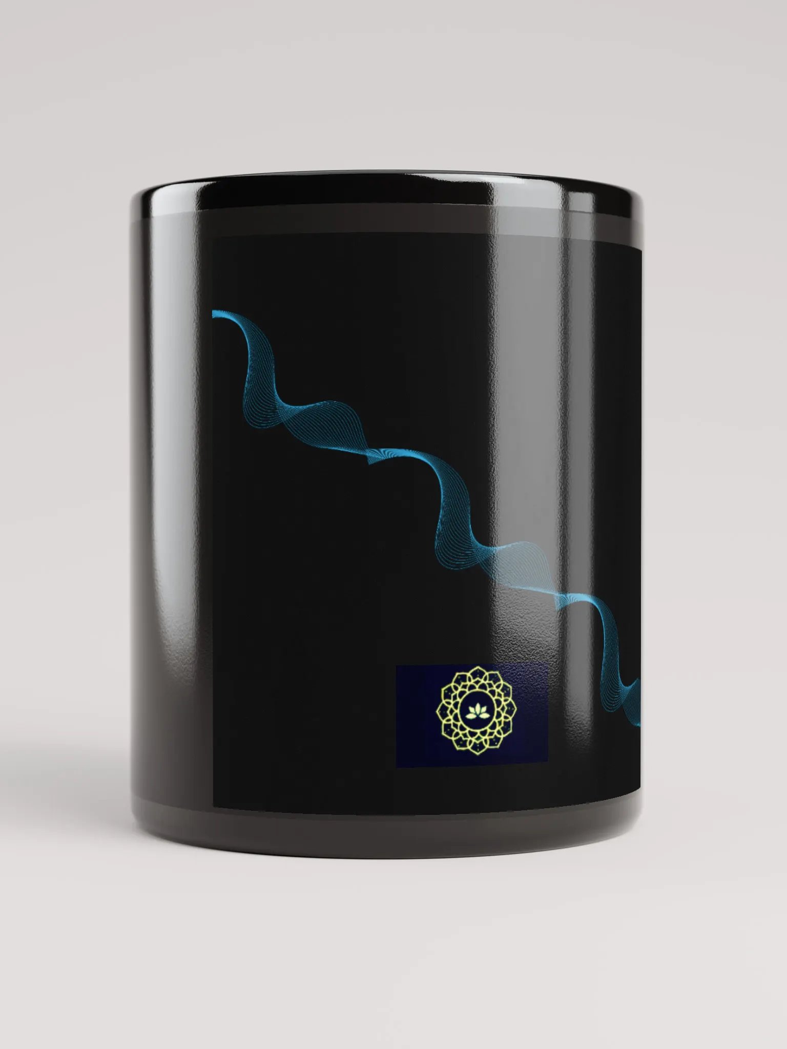 Mandala Magic with Blue Wave Black Glossy Mug product image (10)