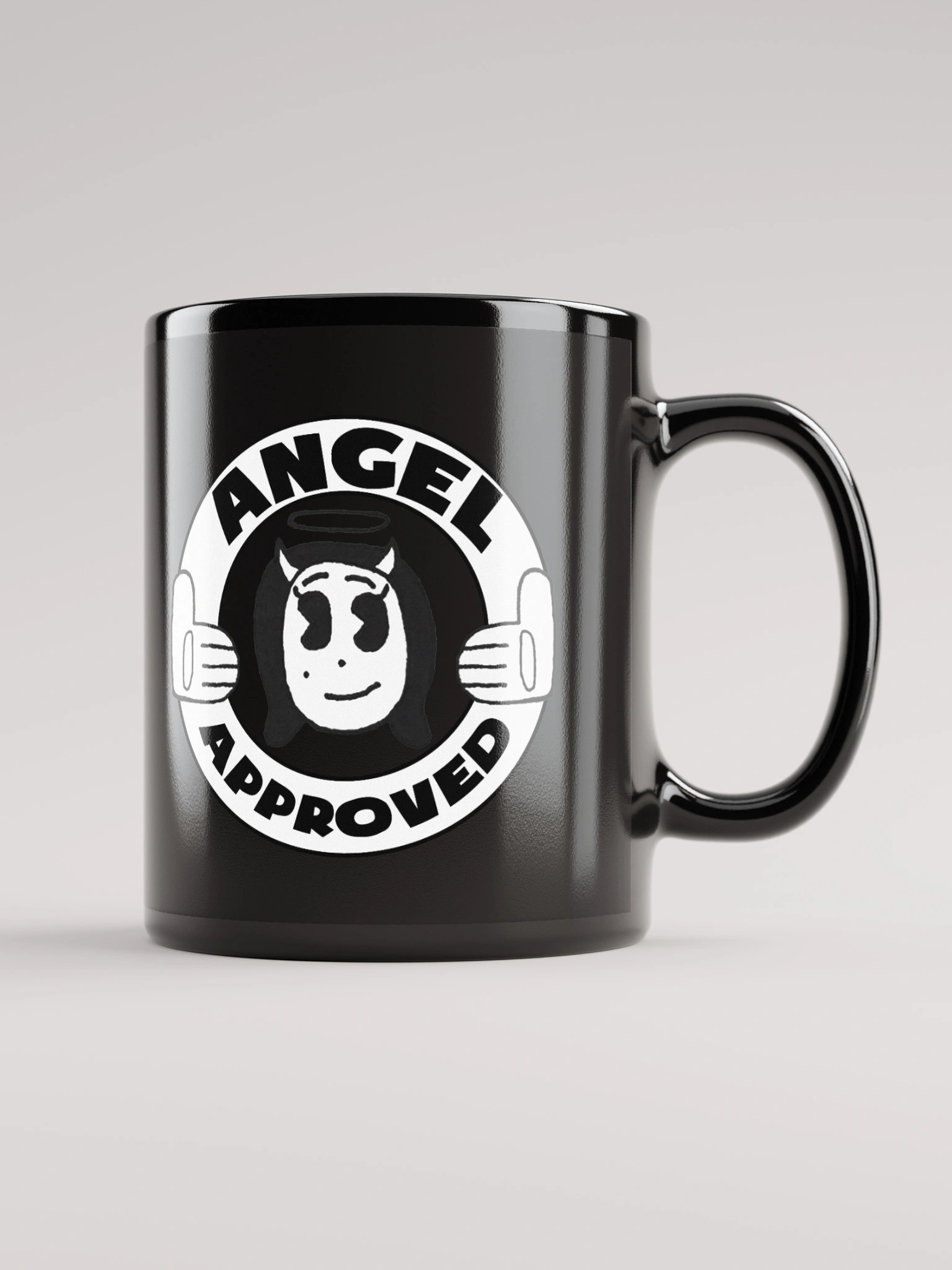 Angel Approved Black Glossy Mug product image (1)