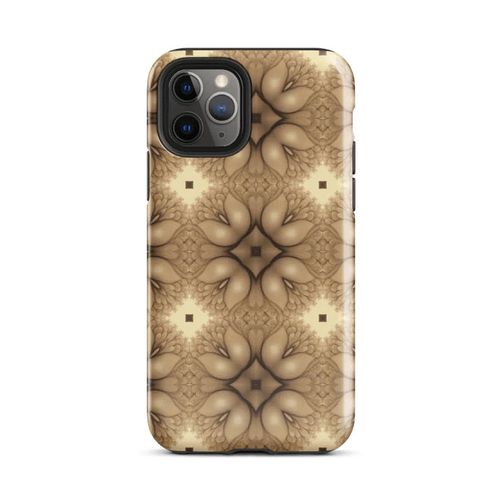 Tough Phone Case for iPhone® - Brown and Beige Geometric Abstract Tulip Floral Pattern product image (2)
