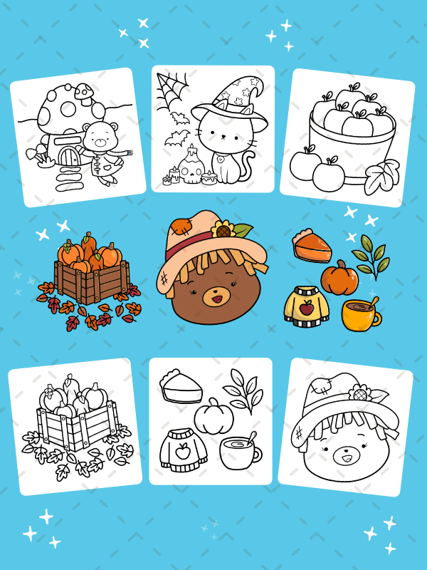 Beary Sweet Moments – 40 Cute Kawaii Bear Coloring Pages of Sweet Treats, Cozy Self-Care, Good Eats & Fall Fun (Digital Download) product image (5)