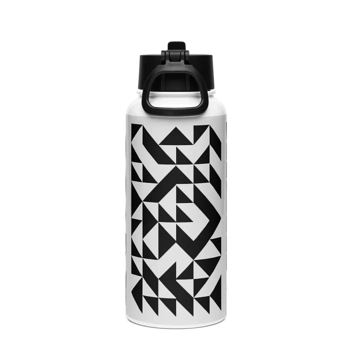 Abstract Geometric Monochrome Stainless Steel Bottle product image (2)