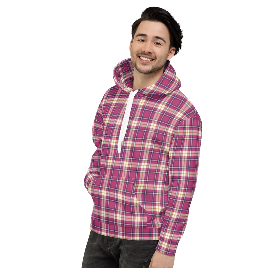 Hot Pink and Navy Blue Plaid Hoodie product image (4)