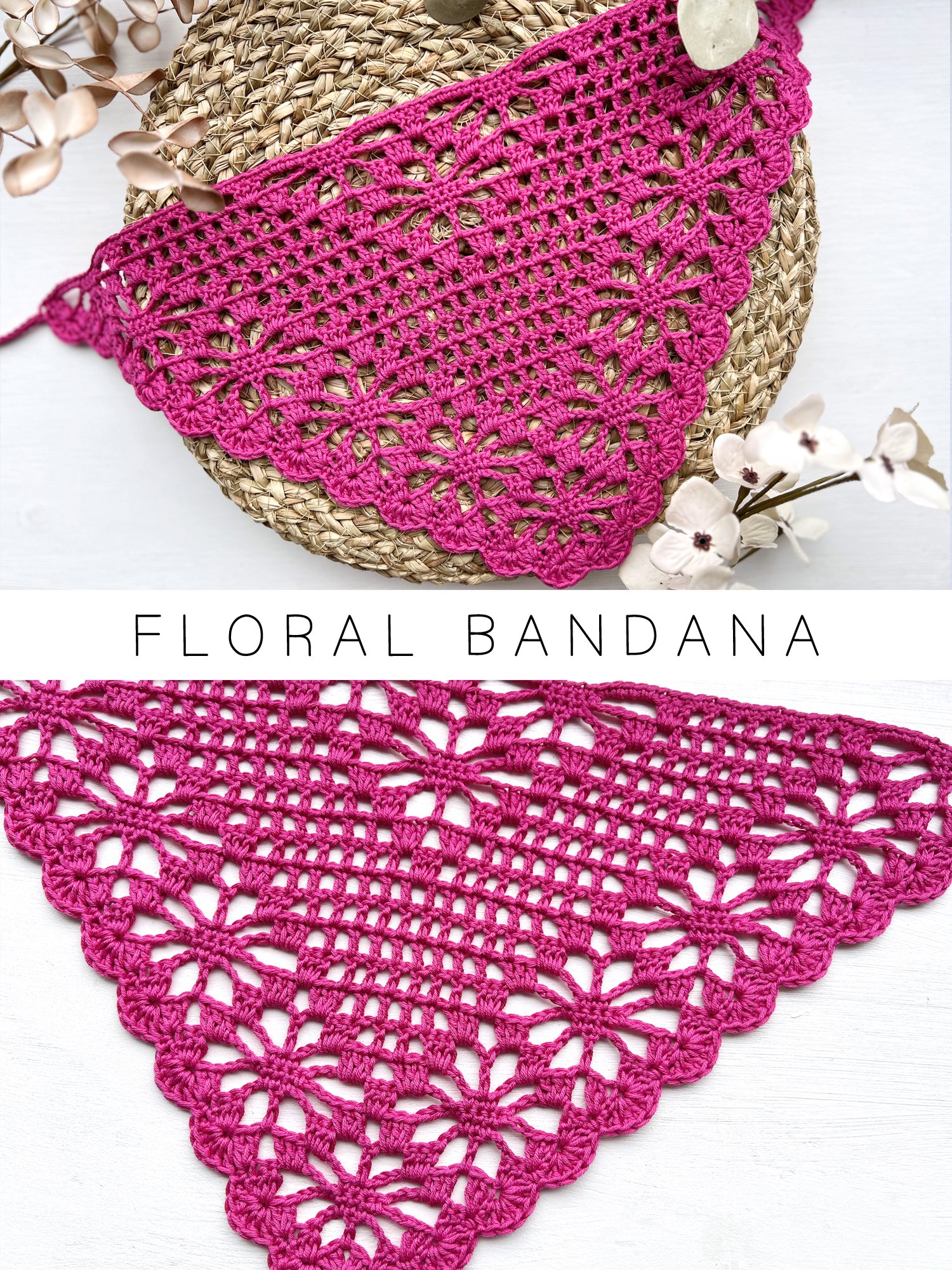 Crochet Pattern: Floral Diamond Mesh Bandana V9 product image (1)
