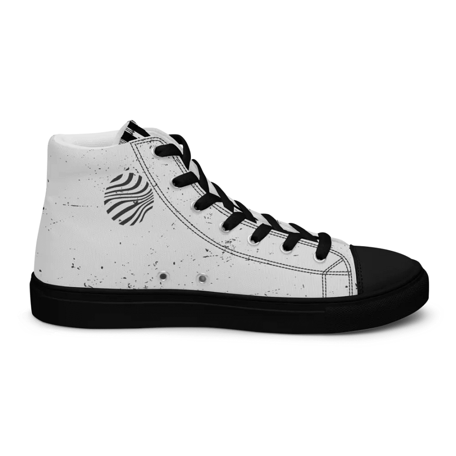 Women's High Top Canvas Shoes-Background fill Abstract 83, design of Skull with wings, Wave of flames and Groovy line in Circles design. product image (5)