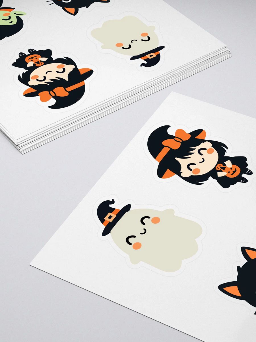 Kiss-Cut Cute Halloween Stickers Sheet – Adorable Ghost, Black Cat, Witch, and Vampire Stickers for Halloween Fun product image (4)