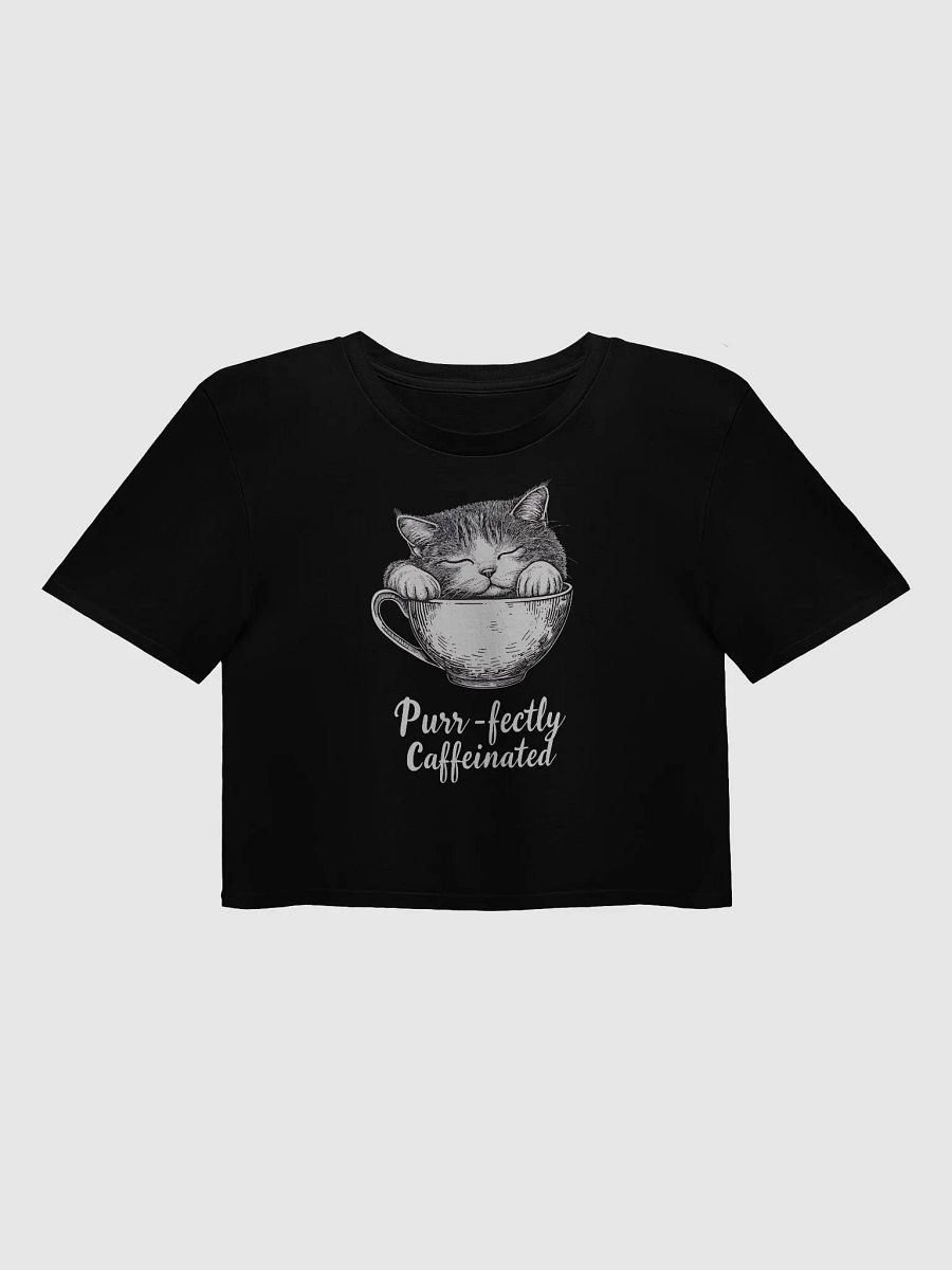 Purr-fectly Caffeinated Cat Lover Coffee Humor Crop Top product image (4)